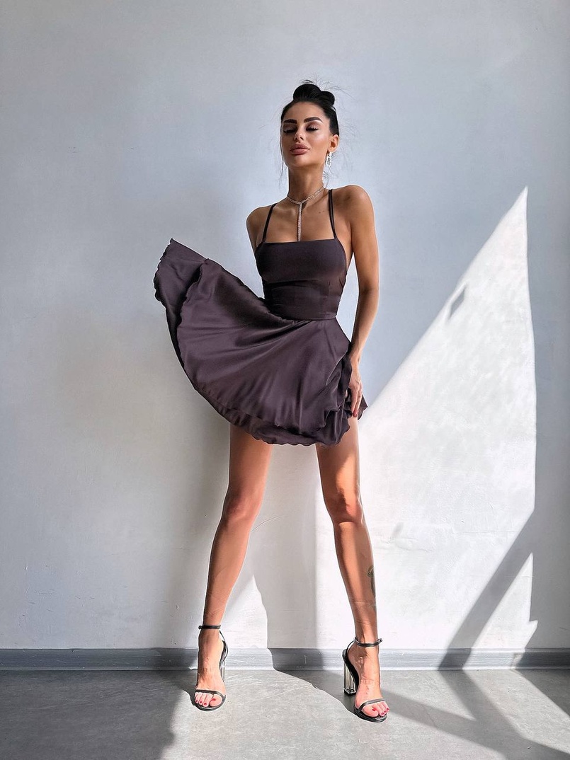 Шовкова сукня  з пишною спідницею та шнурівкою   Шовкова сукня  з пишною спідницею та шнурівкою   | PUSHKA SHOP