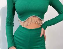 Комплект : штани кльош і топ , декорований бахромою зі страз Ручна робота Комплект : штани кльош і топ , декорований бахромою зі страз Ручна робота | PUSHKA SHOP