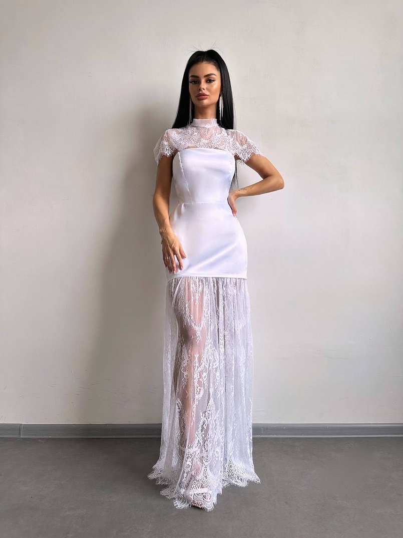 Елегантна сукня максі з мереживом | PUSHKA SHOP