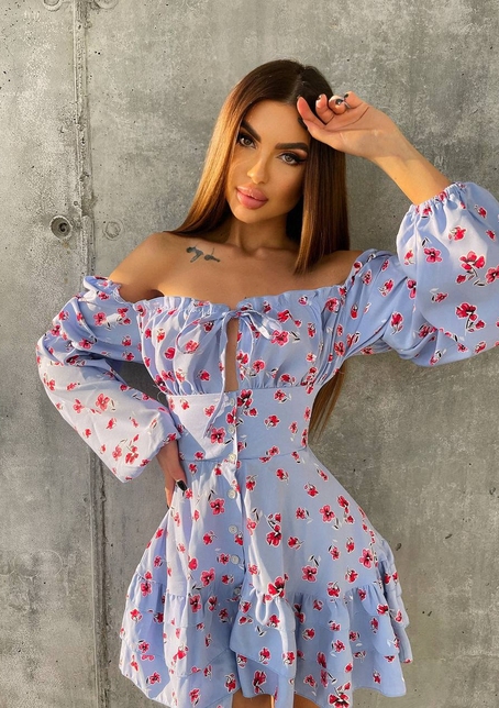 Сукня з воланами та шнурівкою  по спинці | PUSHKA SHOP