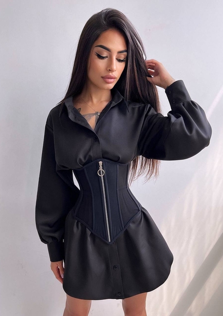 Приталена сорочка + корсет з блискавкою  | PUSHKA SHOP