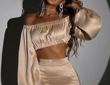 Атласний комплект, декорований стразами Ручна робота, прикраса пришита  Атласний комплект, декорований стразами Ручна робота, прикраса пришита  | PUSHKA SHOP