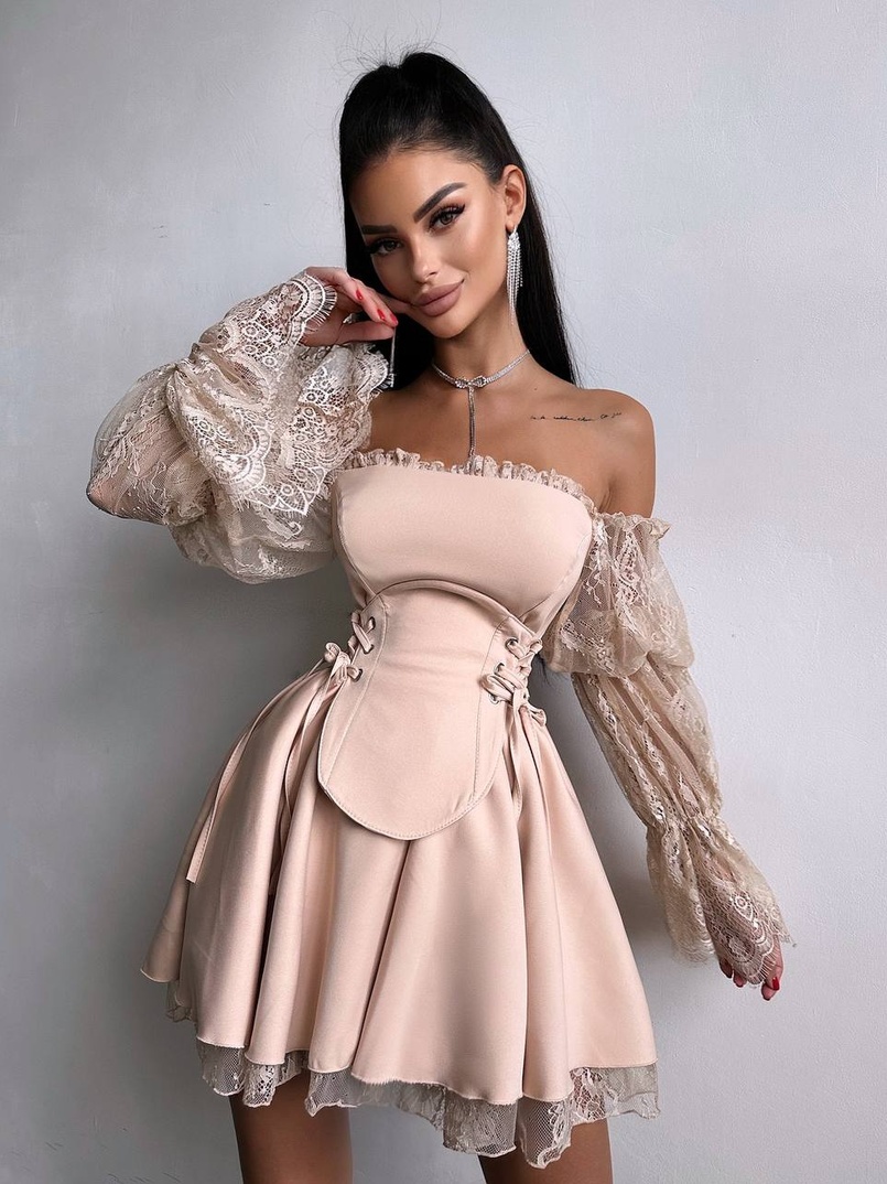 Сукня з корсетом декорована мереживом  Сукня з корсетом декорована мереживом  | PUSHKA SHOP