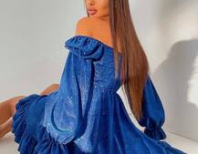 Блискуча сукня з оборками та чашками з ефектом push up Блискуча сукня з оборками та чашками з ефектом push up | PUSHKA SHOP