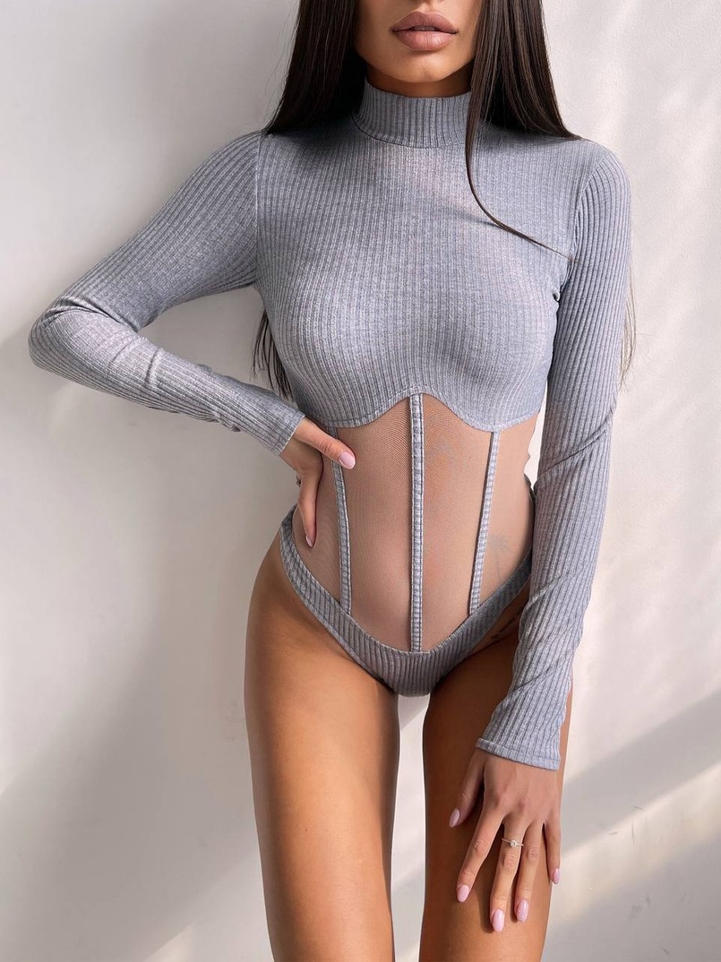 Трикотажне боді з сітчастою вставкою Трикотажне боді з сітчастою вставкою | PUSHKA SHOP