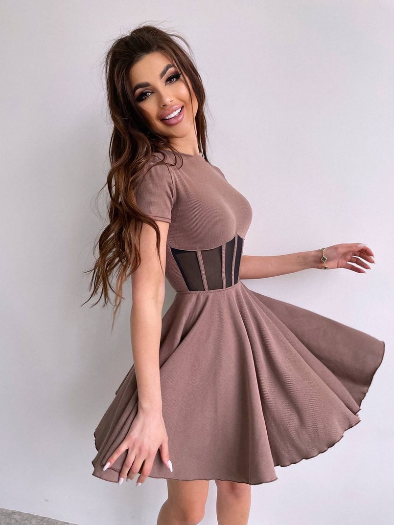 Сукня-міні  з елементами корсету  та спідницею солнцем Сукня-міні  з елементами корсету  та спідницею солнцем | PUSHKA SHOP