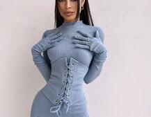 Комплект: трикотажне плаття-міні + корсет + рукавички Комплект: трикотажне плаття-міні + корсет + рукавички | PUSHKA SHOP