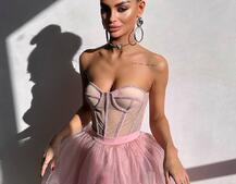 Комплект: корсет бюстьє декорований стразами + пишна спідниця максі  Ручна робота  | PUSHKA SHOP