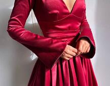 Атласна корсетна сукня  з пишною спідницею та зав‘язками на талії | PUSHKA SHOP