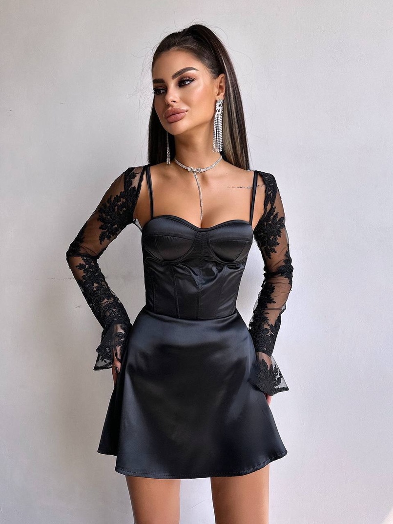 Атласна корсетна сукня-бюстьє + мереживне болеро Атласна корсетна сукня-бюстьє + мереживне болеро | PUSHKA SHOP