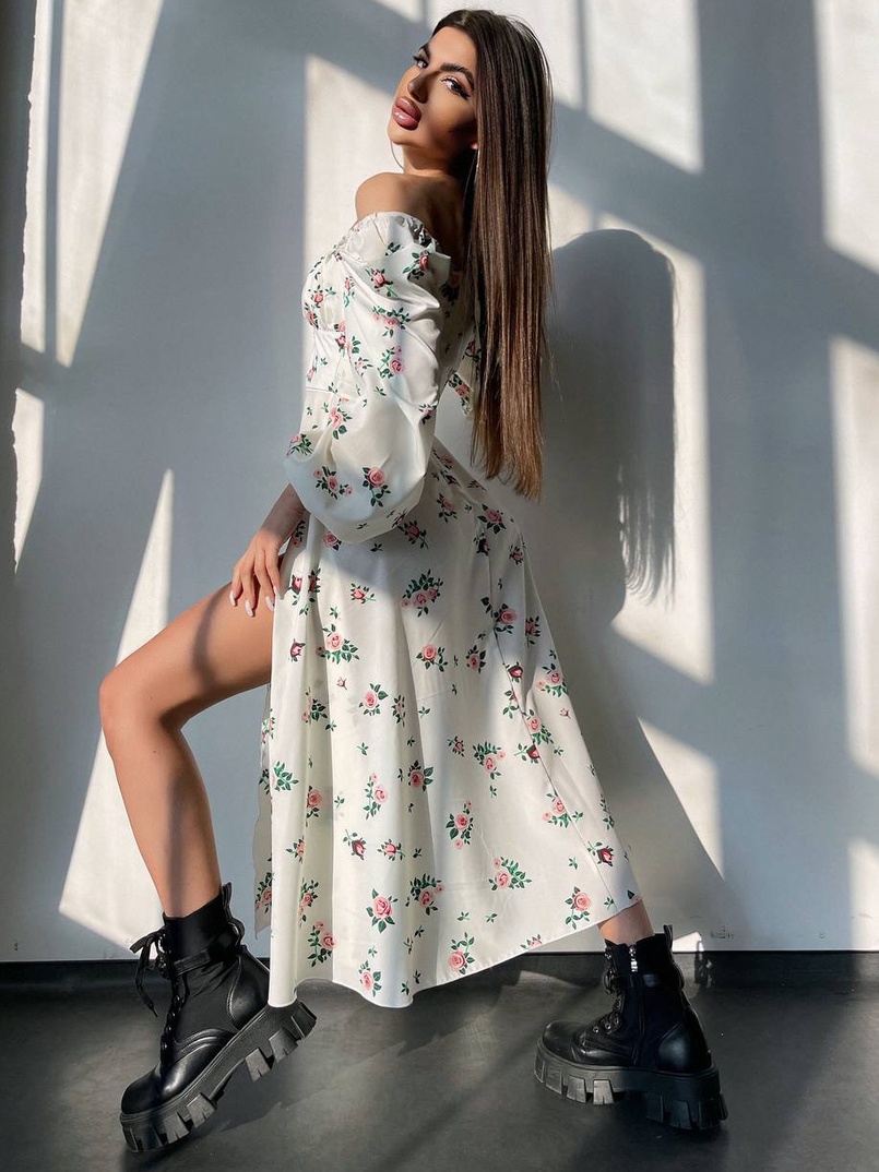 Сукня міді з квітковим принтом  Сукня міді з квітковим принтом  | PUSHKA SHOP