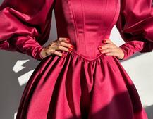 Сукня з обʼємними рукавами та спідницею балоном  Сукня з обʼємними рукавами та спідницею балоном  | PUSHKA SHOP