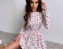 Приталена сукня з корсетною вставкою та спідницею-сонцем | PUSHKA SHOP