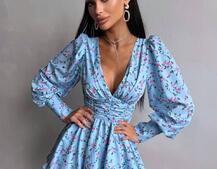 Сукня міні з пишною спідницею та драпіруванням на талії Сукня міні з пишною спідницею та драпіруванням на талії | PUSHKA SHOP