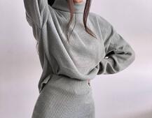 Костюм із теплого трикотажу-рубчика: светр + спідниця Костюм із теплого трикотажу-рубчика: светр + спідниця | PUSHKA SHOP