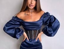 Комплект: корсет, декорований стразами   + спідниця міні з драпіруванням  Комплект: корсет, декорований стразами   + спідниця міні з драпіруванням  | PUSHKA SHOP