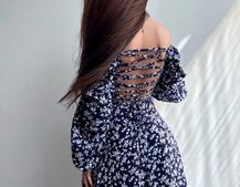 Квіткова сукня-міді зі шнурівкою на спинці та розрізом на ніжці Квіткова сукня-міді зі шнурівкою на спинці та розрізом на ніжці | PUSHKA SHOP