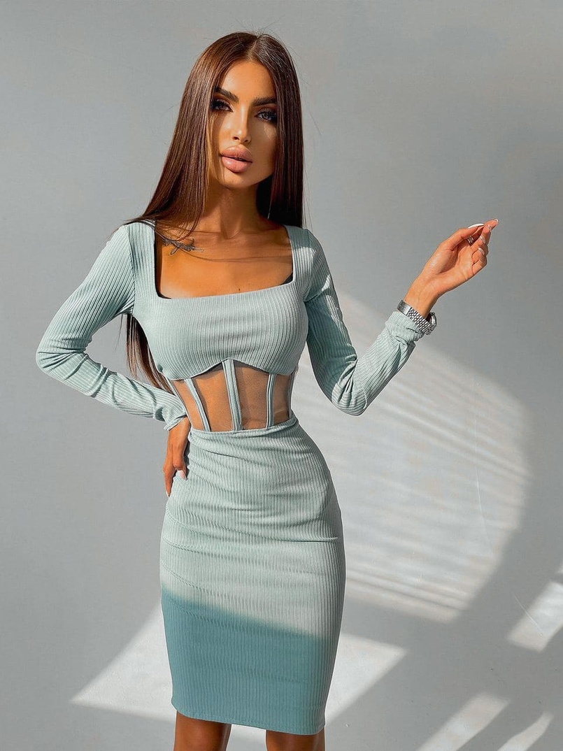 Приталенное платье с корсетной вставкой и  юбкой-карандашом Приталенное платье с корсетной вставкой и  юбкой-карандашом | PUSHKA SHOP