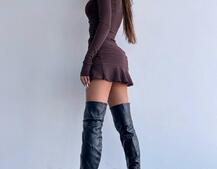 Трикотажное платье с присобранной юбкой Трикотажное платье с присобранной юбкой | PUSHKA SHOP