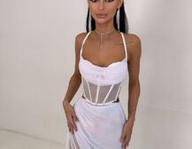 Комплект: корсет декорований стразами + спідниця максі  Комплект: корсет декорований стразами + спідниця максі  | PUSHKA SHOP