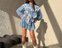 Сукня з квітковим принтом декорована мереживом    Сукня з квітковим принтом декорована мереживом    | PUSHKA SHOP