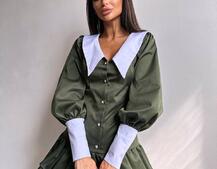 Котонова сукня з рюшами на гудзиках зі шнурівкою на спинці Котонова сукня з рюшами на гудзиках зі шнурівкою на спинці | PUSHKA SHOP