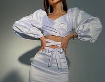 Атласний комплект, декорований бахромою зі страз Атласний комплект, декорований бахромою зі страз | PUSHKA SHOP