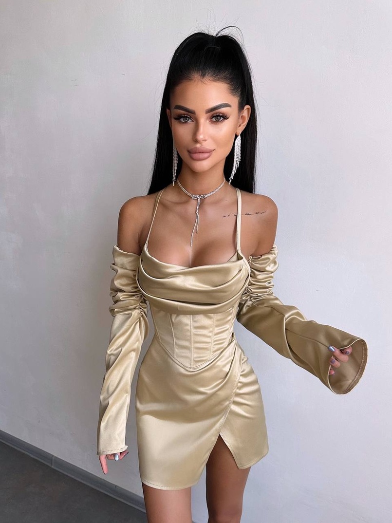 Комплект: корсет з рукавами    + спідниця міні з драпіруванням   Комплект: корсет з рукавами    + спідниця міні з драпіруванням   | PUSHKA SHOP