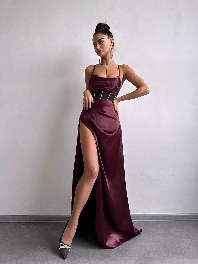 Комплект: корсет, декорований стразами + спідниця максі з драпіруванням  | PUSHKA SHOP