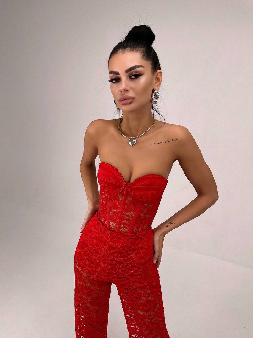 Комплект: мереживний корсет бюстьє + штани + піджак  Комплект: мереживний корсет бюстьє + штани + піджак  | PUSHKA SHOP