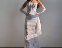 Мереживна сукня максі з рукавичками  | PUSHKA SHOP