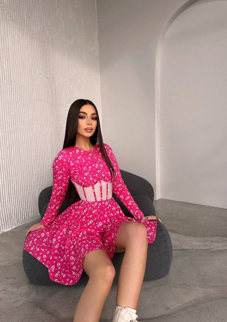 Приталена сукня з корсетною вставкою та спідницею-сонцем | PUSHKA SHOP