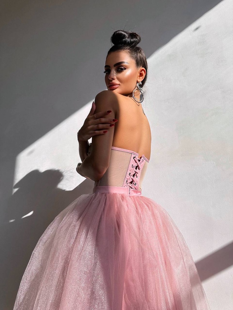 Комплект: корсет бюстьє декорований стразами + пишна спідниця максі  Ручна робота  | PUSHKA SHOP