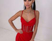 Комплект: корсет декорований стразами + спідниця максі  | PUSHKA SHOP