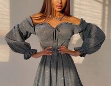 Блискуча сукня з оборками та чашками з ефектом push up Блискуча сукня з оборками та чашками з ефектом push up | PUSHKA SHOP