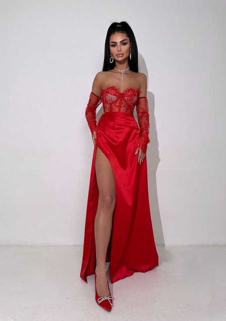 Комплект: мереживний корсет  +  спідниця максі   Комплект: мереживний корсет  +  спідниця максі   | PUSHKA SHOP