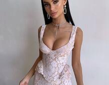 Вишуканий комплект із мереживного корсета та спідниці міді  | PUSHKA SHOP