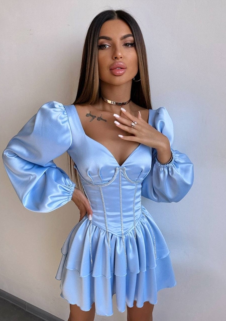 Комплект: сукня з подвійною спідницею + корсет, декорований стразами    | PUSHKA SHOP