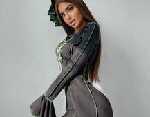 Трикотажное платье с контрастными элементами и шнуровкой  Трикотажное платье с контрастными элементами и шнуровкой  | PUSHKA SHOP