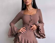 Сукня з з воланами на ґудзиках  Сукня з з воланами на ґудзиках  | PUSHKA SHOP