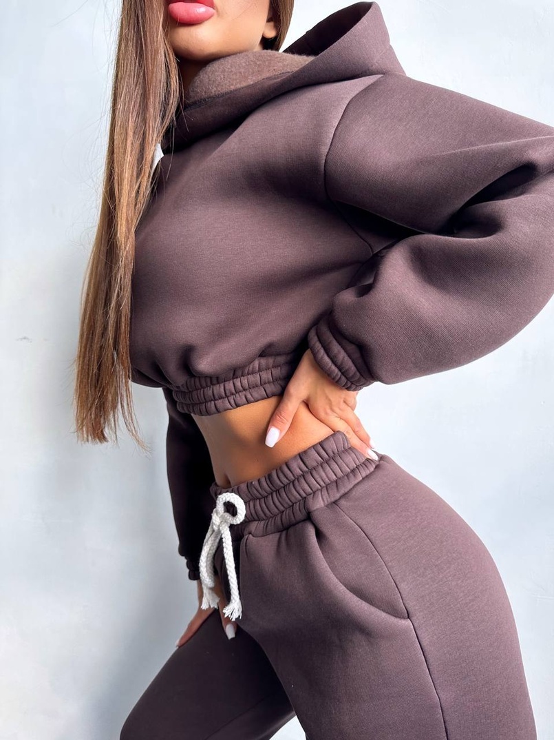 Базовий костюм на флісі з об'ємними капюшоном Базовий костюм на флісі з об'ємними капюшоном | PUSHKA SHOP