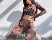 Комплект: топ зі шнурівкою на грудях + легінси Комплект: топ зі шнурівкою на грудях + легінси | PUSHKA SHOP