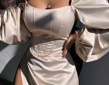 Атласний комплект: корсет + спідниця максі з драпіруванням Атласний комплект: корсет + спідниця максі з драпіруванням | PUSHKA SHOP