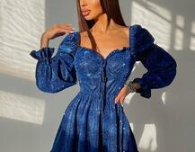 Блискуча сукня з оборками та чашками з ефектом push up Блискуча сукня з оборками та чашками з ефектом push up | PUSHKA SHOP