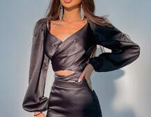 Атласний комплект, декорований бахромою зі страз Атласний комплект, декорований бахромою зі страз | PUSHKA SHOP