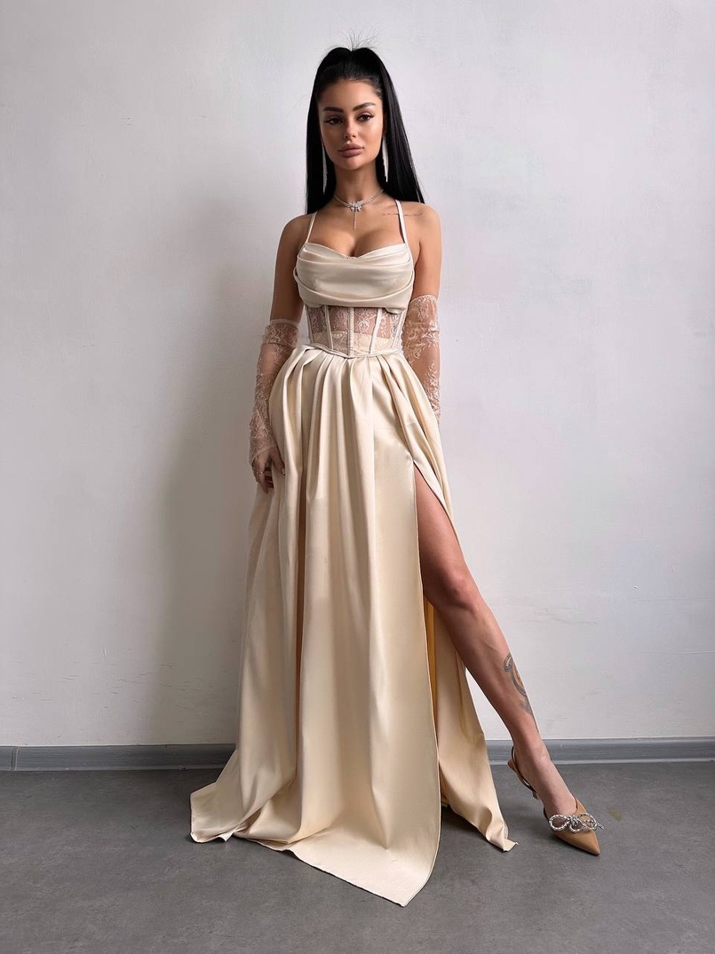 Атласний комплект: корсет + спідниця максі Атласний комплект: корсет + спідниця максі | PUSHKA SHOP