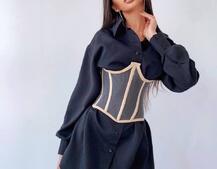 Комплект: платье-рубашка с прозрачным бельевым корсетом на шнуровке  Комплект: платье-рубашка с прозрачным бельевым корсетом на шнуровке  | PUSHKA SHOP