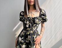 Сукня- міді  з квітковим принтом | PUSHKA SHOP