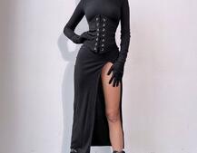 Комплект: трикотажне плаття- міді + корсет + рукавички Комплект: трикотажне плаття- міді + корсет + рукавички | PUSHKA SHOP