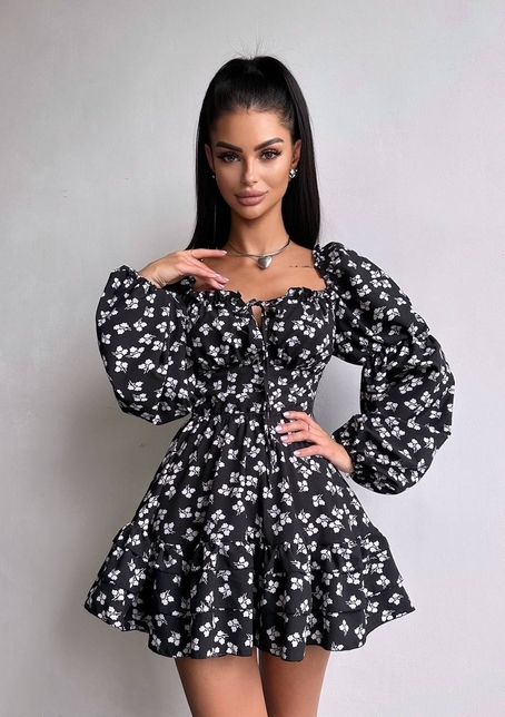 Сукня з квітковим принтом з воланами на ґудзиках  Сукня з квітковим принтом з воланами на ґудзиках  | PUSHKA SHOP